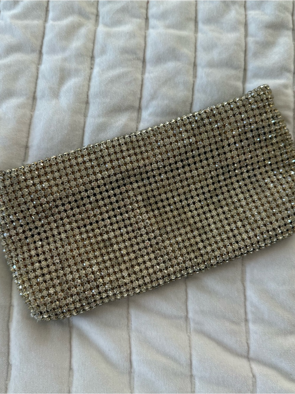 Marciano Y2K glam cocktail evening gold silver crystal clutch purse chain strap